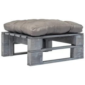 Otomana de palés para jardín madera gris y cojín gris de vidaXL, Otomanas de exterior - Ref: Foro24-275282, Precio: 60,25 €, ...