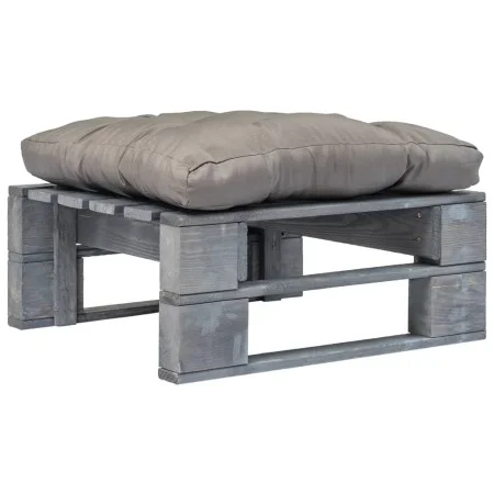 Otomana de palés para jardín madera gris y cojín gris de vidaXL, Otomanas de exterior - Ref: Foro24-275282, Precio: 60,25 €, ...