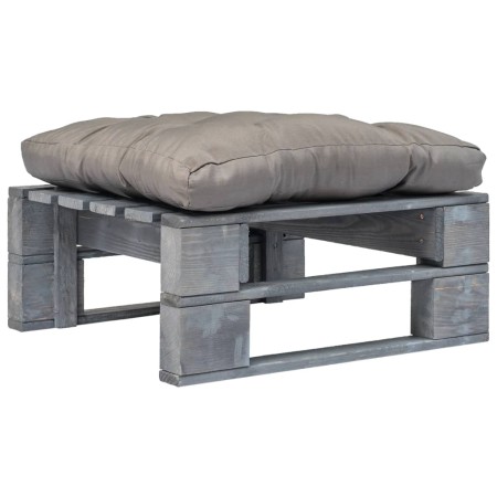 Otomana de palés para jardín madera gris y cojín gris de vidaXL, Otomanas de exterior - Ref: Foro24-275282, Precio: 60,16 €, ...