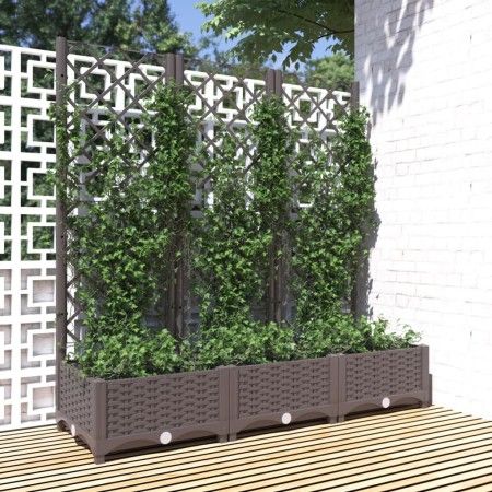 Jardinera con enrejado PP marrón 120x40x121,5 cm de vidaXL, Maceteros y jardineras - Ref: Foro24-318262, Precio: 89,16 €, Des...