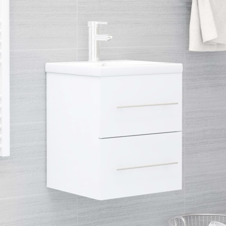 Mueble con lavabo madera contrachapada blanco brillante de vidaXL, Tocadores de baño - Ref: Foro24-3099032, Precio: 124,68 €,...