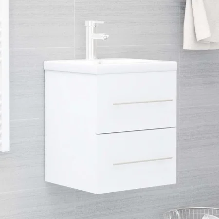 Mueble con lavabo madera contrachapada blanco brillante de vidaXL, Tocadores de baño - Ref: Foro24-3099032, Precio: 128,71 €,...