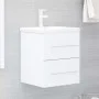 Mueble con lavabo madera contrachapada blanco brillante de vidaXL, Tocadores de baño - Ref: Foro24-3099032, Precio: 128,71 €,...