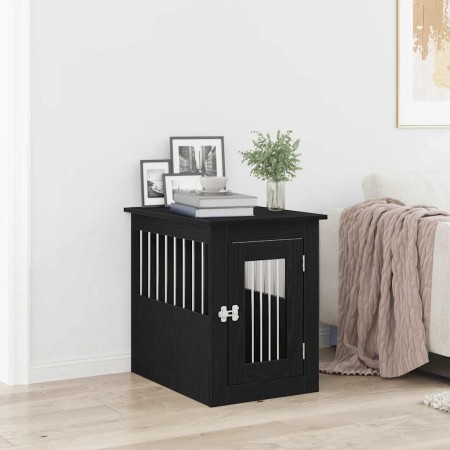 Mueble para jaula de perro de roble negro, 45 x 62 x 59 cm, madera de ingeniería en Casetas para perros | Comprar online en Foru