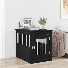 Mueble para jaula de perro de roble negro, 55 x 75 x 65 cm, madera de ingeniería en Casetas para perros | Comprar online en Foru