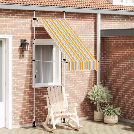 Toldo manual retráctil amarillo y azul a rayas 100 cm en Toldos | Comprar online en Foru.es