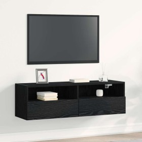 Mueble de TV Montado en la Pared Roble Negro 100 x 30 x 30 cm en Muebles TV | Comprar online en Foru.es