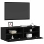 Mueble de TV Montado en la Pared Roble Negro 100 x 30 x 30 cm en Muebles TV | Comprar online en Foru.es