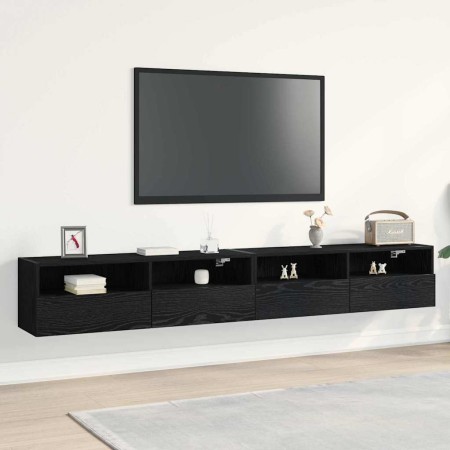 Mueble de TV Montado en la Pared 2 pcs Roble negro en Muebles TV | Comprar online en Foru.es