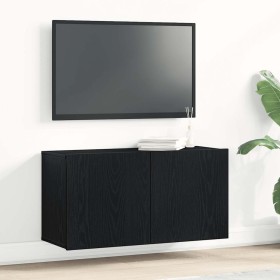 Mueble de TV roble negro 80x30x41 cm madera de ingeniería en Armarios y almacenamiento | Comprar online en Foru.es