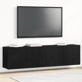 Muebles de TV 2 piezas roble negro 160x30x41 cm madera de ingeniería en Armarios y almacenamiento | Comprar online en Foru.es