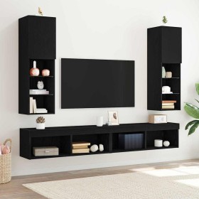 Mueble de TV Montaje en la pared 2 pcs Negro 30,5 x 30 x 102 cm en Armarios y almacenamiento | Comprar online en Foru.es