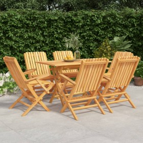 Juego de comedor de jardín 7 piezas madera maciza de teca de vidaXL, Conjuntos de jardín - Ref: Foro24-3155006, Precio: 581,6...