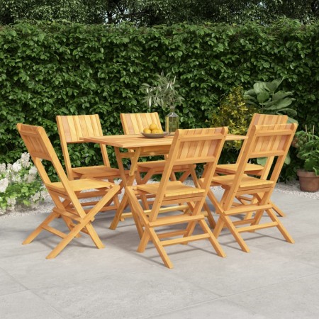 Juego de comedor de jardín 7 piezas madera maciza de teca de vidaXL, Conjuntos de jardín - Ref: Foro24-3155008, Precio: 540,6...