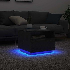 Mesa de centro con luces LED roble negro 50x49x40 cm en Mesas de centro | Comprar online en Foru.es