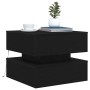Mesa de centro con luces LED roble negro 50x50x40 cm en Mesas de centro | Comprar online en Foru.es