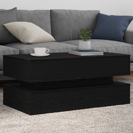Mesa de centro con luces LED roble negro 90x50x40 cm en Mesas de centro | Comprar online en Foru.es