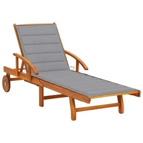 Tumbona de jardín con cojín madera maciza de acacia de vidaXL, Tumbonas - Ref: Foro24-3061603, Precio: 230,88 €, Descuento: %
