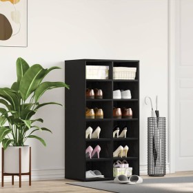 Zapatero de madera de roble negro 54x34x100,5 cm en Zapateros y organizadores de calzado | Comprar online en Foru.es