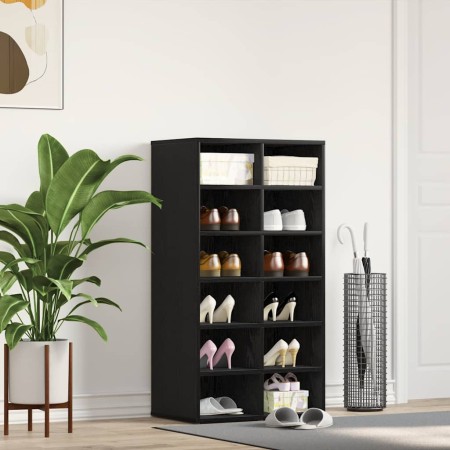 Zapatero de madera de roble negro 54x34x100,5 cm en Zapateros y organizadores de calzado | Comprar online en Foru.es