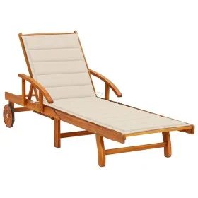 Garden lounger with solid acacia wood cushion by vidaXL, Loungers - Ref: Foro24-3061604, Price: 235,71 €, Discount: %