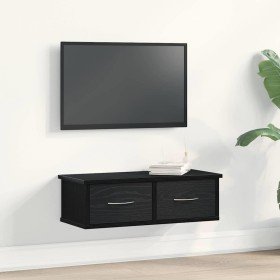 Mueble de pared con cajón Roble Negro 60 x 26 x 18,5 cm en Estanterías | Comprar online en Foru.es
