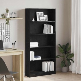 Estantería de madera de roble negro 80x24x176 cm en Librerías y estanterías | Comprar online en Foru.es