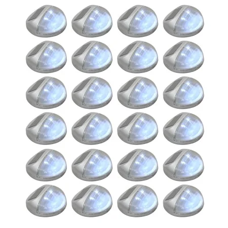 Lámparas solares LED de pared exterior redonda 24 uds plateadas de vidaXL, Iluminación de exterior - Ref: Foro24-277140, Prec...