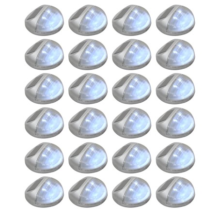 Lámparas solares LED de pared exterior redonda 24 uds plateadas de vidaXL, Iluminación de exterior - Ref: Foro24-277140, Prec...