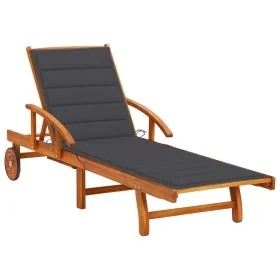 Tumbona de jardín con cojín madera maciza de acacia de vidaXL, Tumbonas - Ref: Foro24-3061602, Precio: 235,90 €, Descuento: %