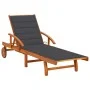 Garden lounger with solid acacia wood cushion by vidaXL, Loungers - Ref: Foro24-3061602, Price: 235,90 €, Discount: %