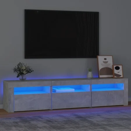 Mueble de TV con luces LED gris hormigón 180x35x40 cm de vidaXL, Muebles TV - Ref: Foro24-3152757, Precio: 121,57 €, Descuent...