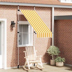 Toldo manual retráctil 100 cm naranja y blanco a rayas en Toldos | Comprar online en Foru.es