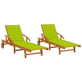 Tumbonas con cojines 2 unidades madera maciza de acacia de vidaXL, Tumbonas - Ref: Foro24-3077341, Precio: 452,93 €, Descuent...