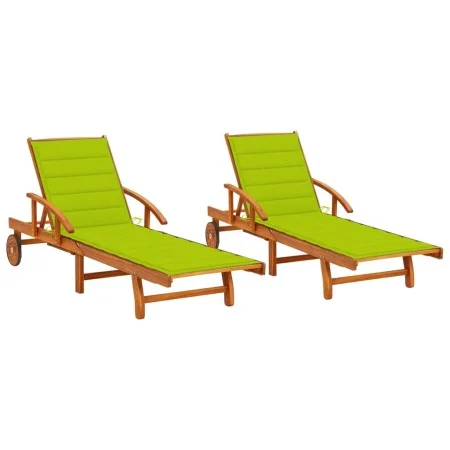 Tumbonas con cojines 2 unidades madera maciza de acacia de vidaXL, Tumbonas - Ref: Foro24-3077341, Precio: 452,93 €, Descuent...