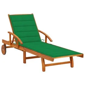 Tumbona de jardín con cojín madera maciza de acacia de vidaXL, Tumbonas - Ref: Foro24-3061607, Precio: 231,07 €, Descuento: %