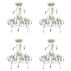 Lámparas de araña de cristal 4 unidades blanco elegante de vidaXL, Lámparas de araña - Ref: Foro24-278739, Precio: 188,37 €, ...