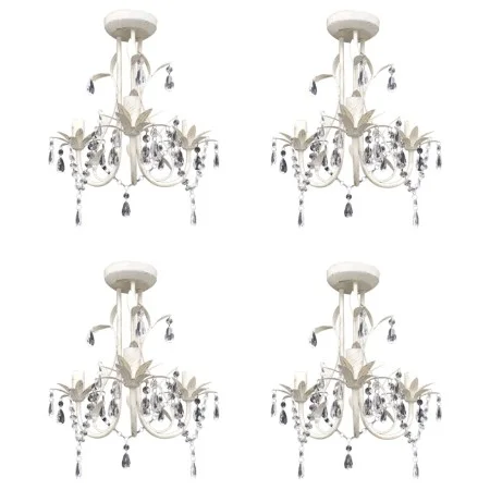 Lámparas de araña de cristal 4 unidades blanco elegante de vidaXL, Lámparas de araña - Ref: Foro24-278739, Precio: 188,37 €, ...