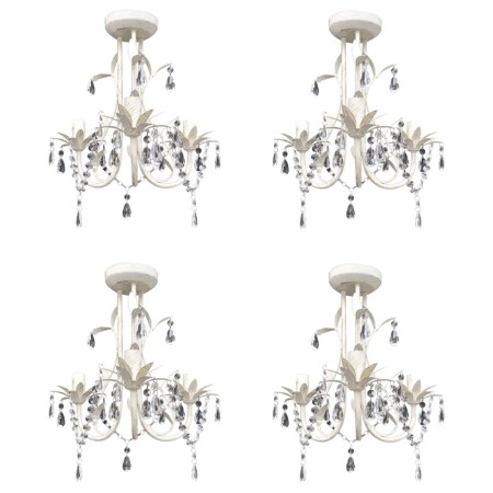 Lámparas de araña de cristal 4 unidades blanco elegante de vidaXL, Lámparas de araña - Ref: Foro24-278739, Precio: 184,55 €, ...