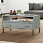 Mesa de centro patas metal OSLO madera maciza gris 85x50x45 cm de vidaXL, Mesas de centro - Ref: Foro24-351034, Precio: 64,98...