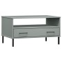 Mesa de centro patas metal OSLO madera maciza gris 85x50x45 cm de vidaXL, Mesas de centro - Ref: Foro24-351034, Precio: 64,98...