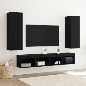 Mueble de TV de Pared 2 pcs Roble Negro 30,5 x 30 x 90 cm en Muebles TV | Comprar online en Foru.es