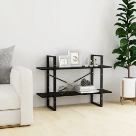 Solid black pine wood 2-level shelf 100x30x70 cm by vidaXL, Bookcases and shelves - Ref: Foro24-806476, Price: 50,49 €, Disco...