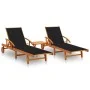 Sun loungers with table and cushions, 2 units solid acacia wood. by vidaXL, Loungers - Ref: Foro24-3077352, Price: 469,55 €, ...