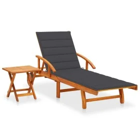 Tumbona de jardín con cojín madera maciza de acacia de vidaXL, Tumbonas - Ref: Foro24-3061617, Precio: 247,69 €, Descuento: %