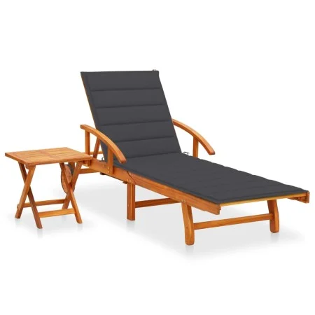 Garden sun lounger with solid acacia wood cushion. by vidaXL, Loungers - Ref: Foro24-3061617, Price: 247,69 €, Discount: %
