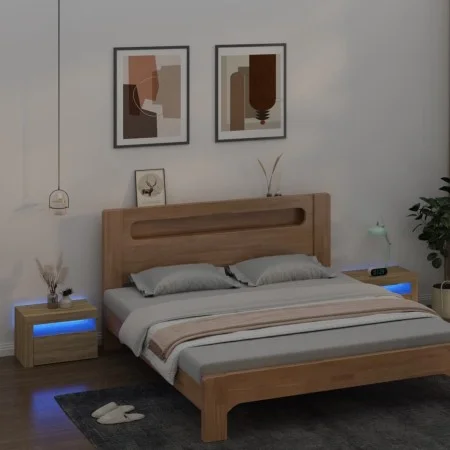 Mesitas de noche con luces LEDs 2 uds roble Sonoma 60x35x40 cm by vidaXL, Nightstands - Ref: Foro24-3080737, Price: 79,75 €, ...