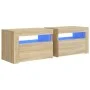 Mesitas de noche con luces LEDs 2 uds roble Sonoma 60x35x40 cm by vidaXL, Nightstands - Ref: Foro24-3080737, Price: 79,75 €, ...