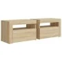 Mesitas de noche con luces LEDs 2 uds roble Sonoma 60x35x40 cm by vidaXL, Nightstands - Ref: Foro24-3080737, Price: 79,75 €, ...