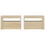 Mesitas de noche con luces LEDs 2 uds roble Sonoma 60x35x40 cm de vidaXL, Mesitas de noche - Ref: Foro24-3080737, Precio: 83,...